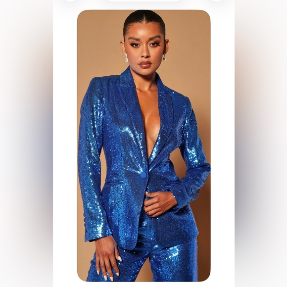 Fashion Nova Blue Sequin Women's 2 Piece - Picture 2 of 3